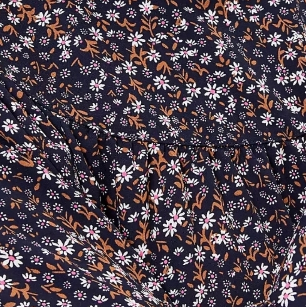 NWT Loft Floral Ruffle Neck Bib Blouse - Picture 5 of 8